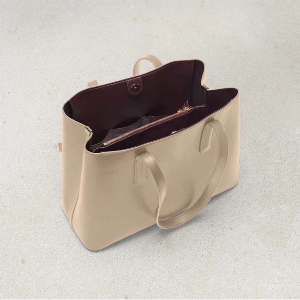 Freja New York Linnea Leather Tote Latte Bag Purse - Picture 3 of 16